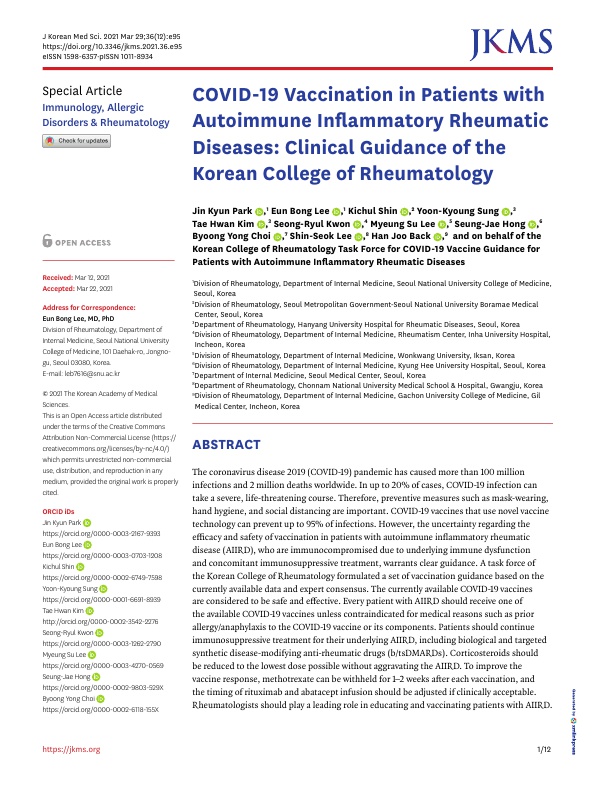 Autoimmune Inflammatory Rheumatic Diseases ȯڿ COVID-19  ǰ